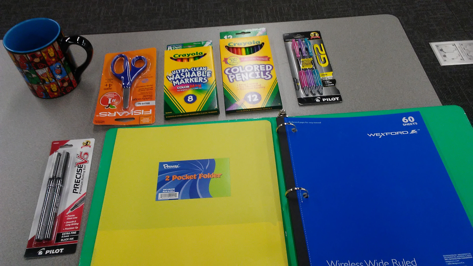 School supplies laid out and ready for students