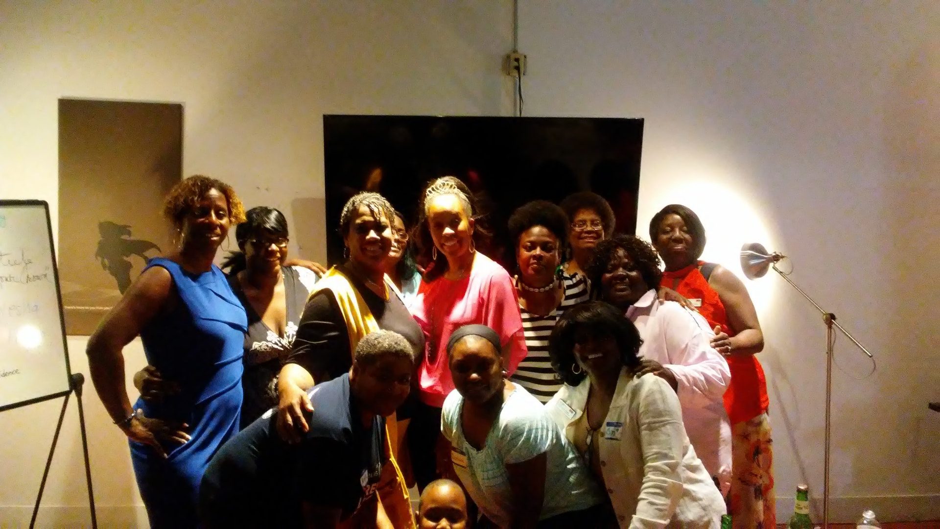 The group closing out an evening session together